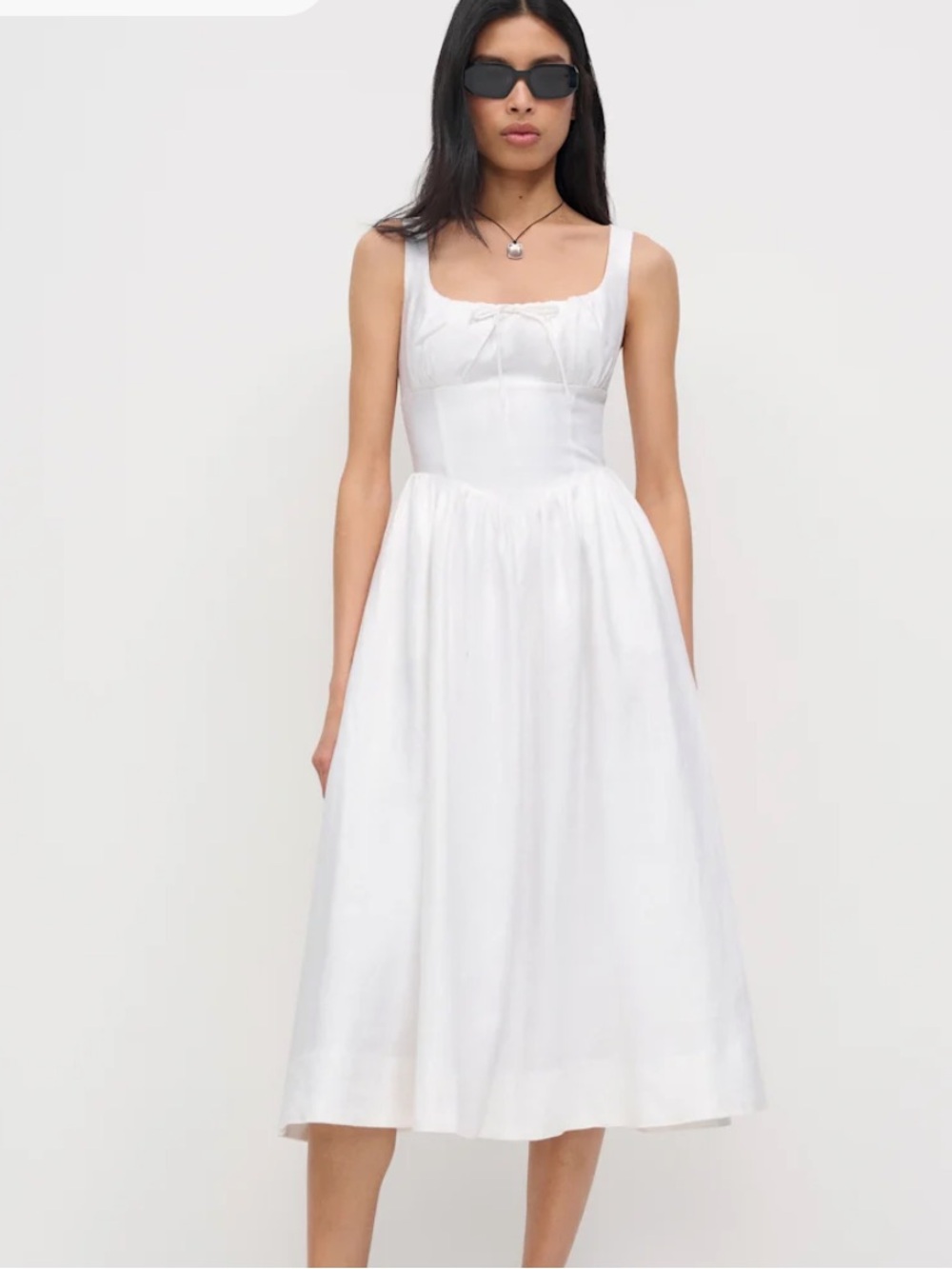 REFORMATION Balia Linen Dress, White, size 8